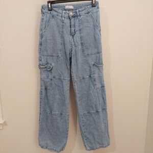 Rue21 Denim Blue Cargo Wide Leg Jeans